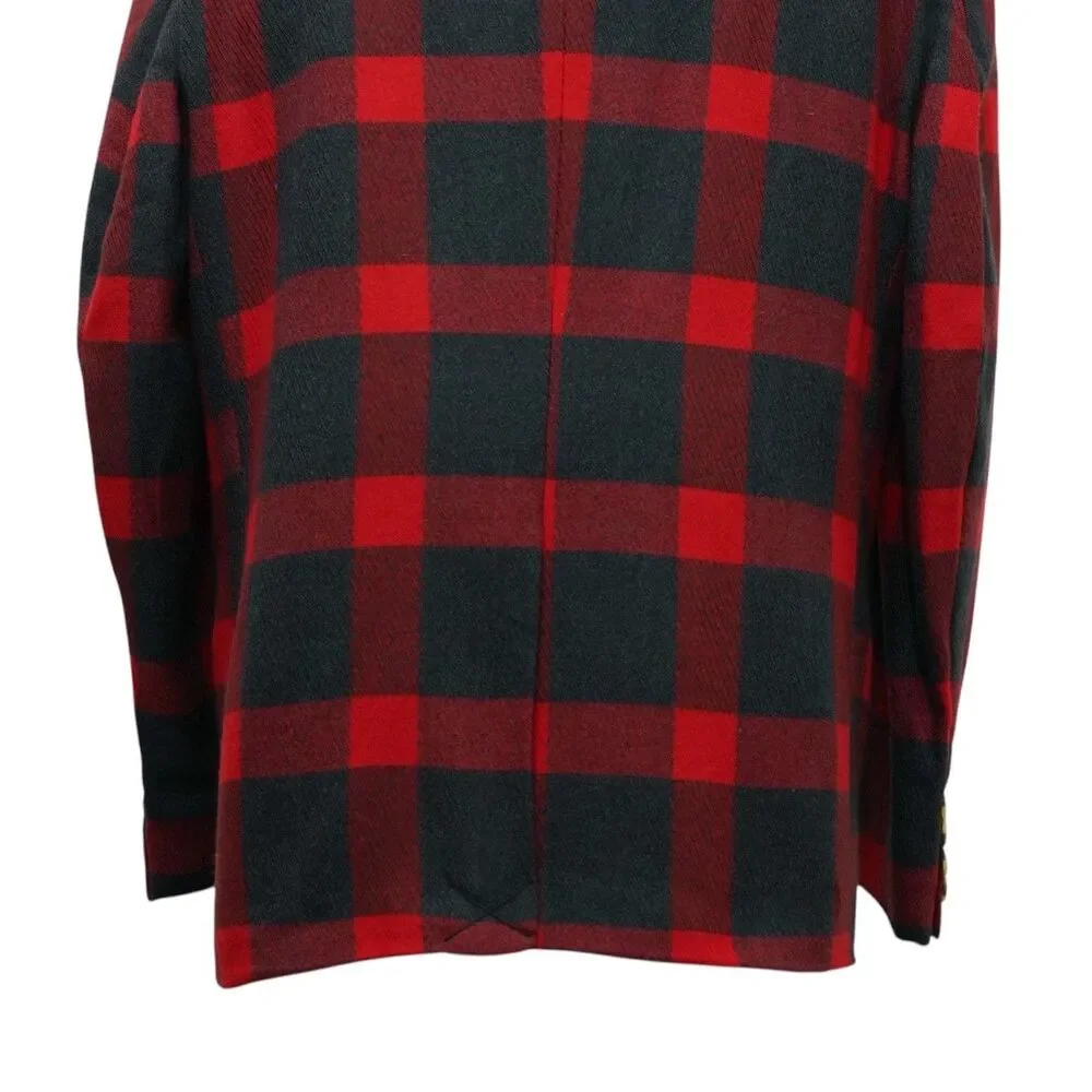Mens 48R Red Black Buffalo Plaid Wool Blazer 2 Button Sport Coat Wedding Formal